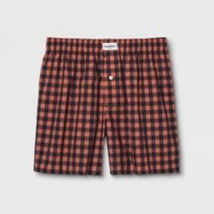 3 Pack Medium Men's Plaid Woven Boxer Shorts Coral